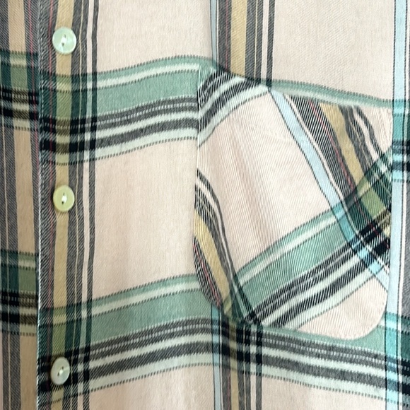 J Jill Plaid Shirt w Patch Pocket Pink w Green w MEASUREMENTS! - Picture 2 of 11